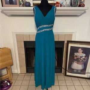 Licoco Teal Party Dress with Silver Sequin Accents